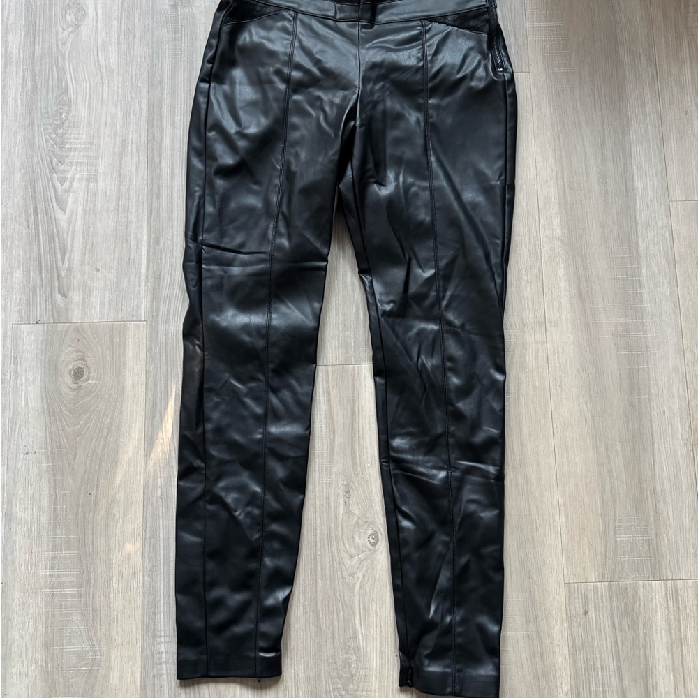 Zara Black Leather-Style Trousers